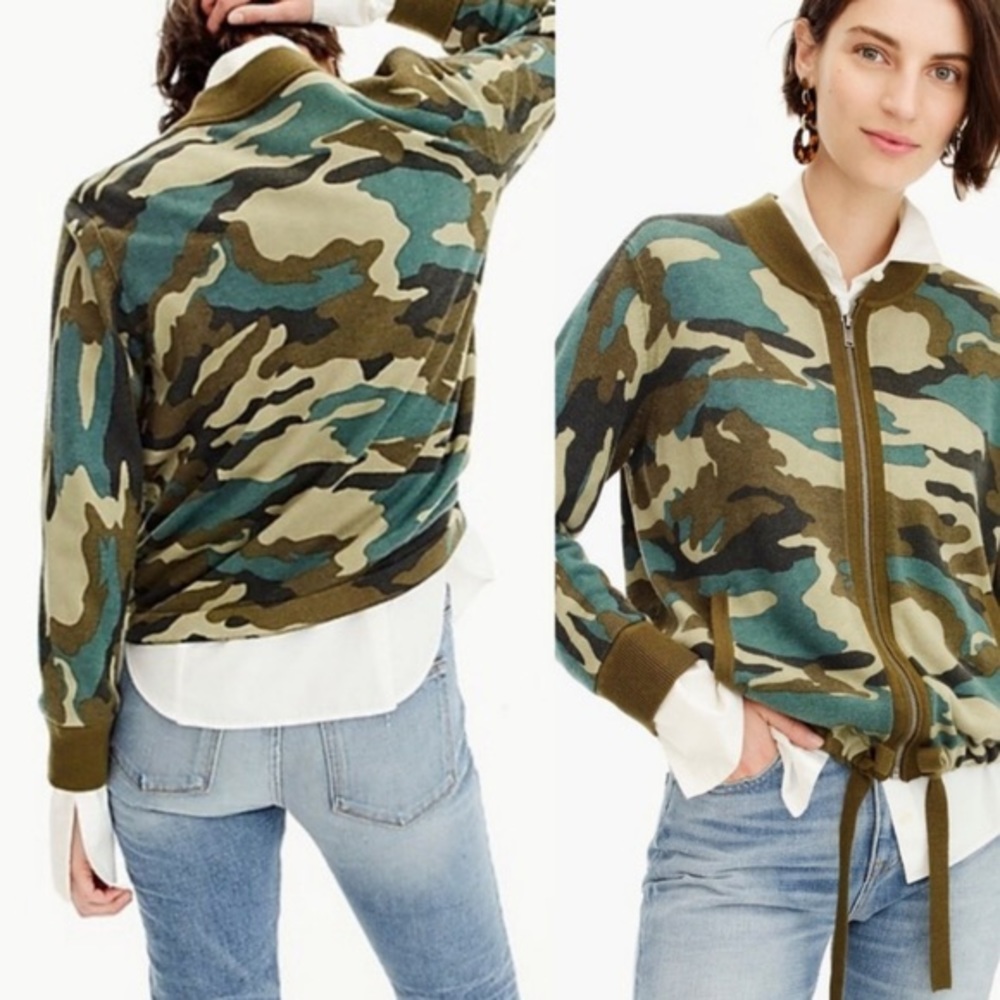 Brand new JCrew Bomber Camo Sweater